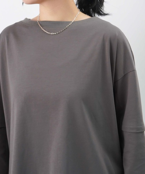 LUCA/LADY LUCK LUCA(ルカ/レディラックルカ)の「LC/LLL 袖切替ワイドプルオーバー / サイドスリットワイドロンTee(Tシャツ/カットソー・レディース・ブラック/イエロー/オフホワイト/チャコールグレー・FREE)」の14枚目の写真