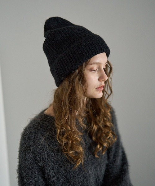 AMERICAN HOLIC(アメリカンホリック)の「リブニットCAP(ニットキャップ/ビーニー・レディース・ブラック/杢グレー/ブルー/アイボリー・FREE)」の6枚目の写真