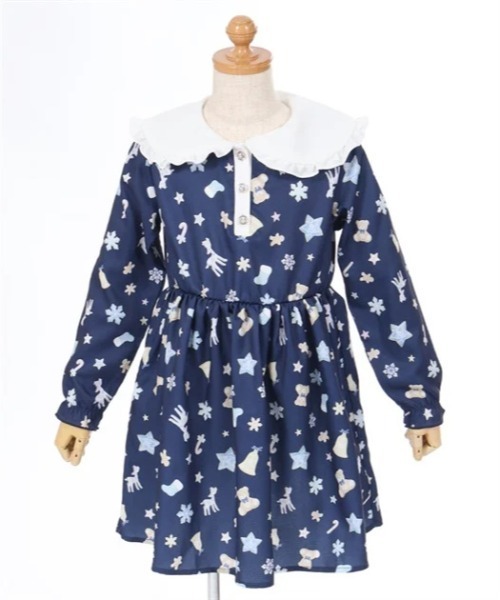 axes femme（アクシーズファム）の「アイシングクッキー柄ワンピ（ワンピース・キッズ・ネイビー/ワイン・MEDIUM/LARGE/X-LARGE）」の8枚目の写真