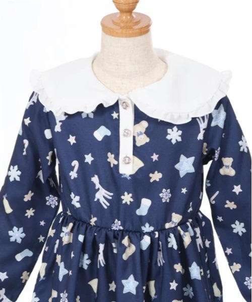 axes femme（アクシーズファム）の「アイシングクッキー柄ワンピ（ワンピース・キッズ・ネイビー/ワイン・MEDIUM/LARGE/X-LARGE）」の11枚目の写真