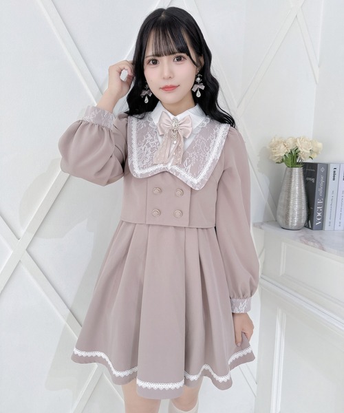 完成品ハンドメイド♡90cmアリス風うさ耳セーラーワンピース 完成品ハンドメイド90cmアリス風うさ耳セーラーワンピース