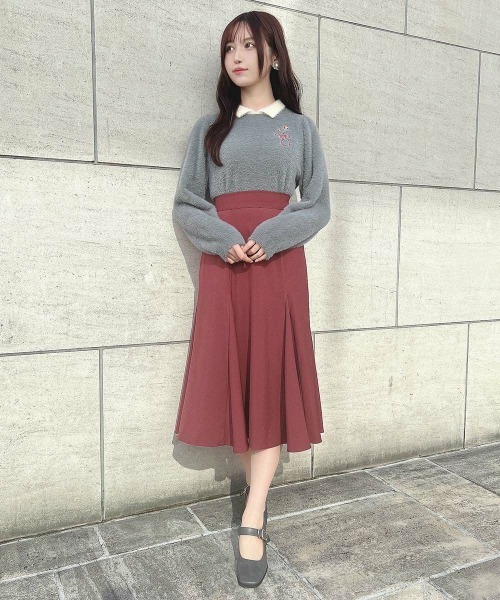 an another angelus（アンアナザーアンジェラス）の「バックレースアップトライアングルフレアースカート/ananotherangelus（スカート・レディース・グリーン/ピンク系その他・FREE）」の7枚目の写真