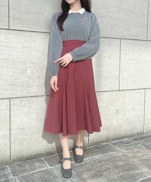 an another angelus（アンアナザーアンジェラス）の「バックレースアップトライアングルフレアースカート/ananotherangelus（スカート・レディース・グリーン/ピンク系その他・FREE）」の8枚目の写真