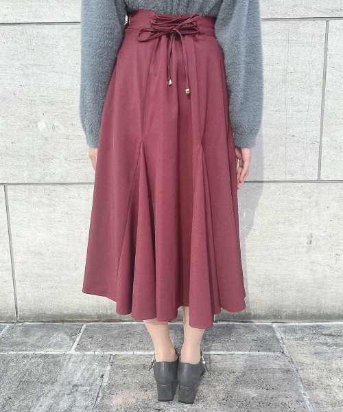 an another angelus（アンアナザーアンジェラス）の「バックレースアップトライアングルフレアースカート/ananotherangelus（スカート・レディース・グリーン/ピンク系その他・FREE）」の9枚目の写真