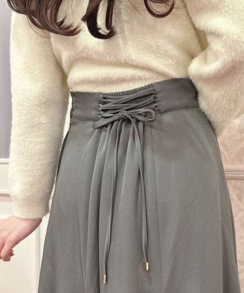 an another angelus（アンアナザーアンジェラス）の「バックレースアップトライアングルフレアースカート/ananotherangelus（スカート・レディース・グリーン/ピンク系その他・FREE）」の6枚目の写真