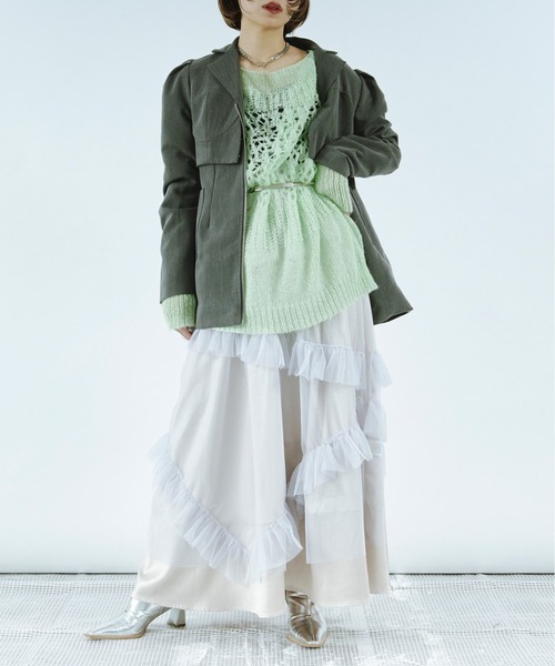 Ezick（エジック）の「Mood design スカシアミニット（ニット/セーター・レディース・ライトグリーン/ライトグレー/ブルー・FREE）」の19枚目の写真