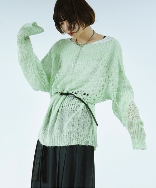Ezick（エジック）の「Mood design スカシアミニット（ニット/セーター・レディース・ライトグリーン/ライトグレー/ブルー・FREE）」の14枚目の写真