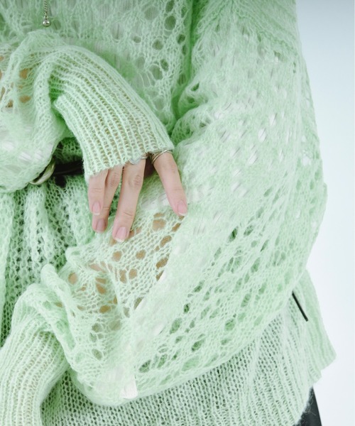 Ezick（エジック）の「Mood design スカシアミニット（ニット/セーター・レディース・ライトグリーン/ライトグレー/ブルー・FREE）」の17枚目の写真