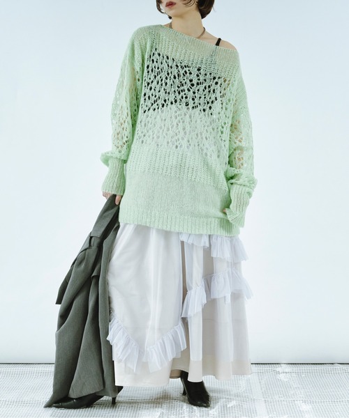 Ezick（エジック）の「Mood design スカシアミニット（ニット/セーター・レディース・ライトグリーン/ライトグレー/ブルー・FREE）」の18枚目の写真