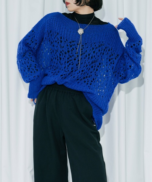 Ezick（エジック）の「Mood design スカシアミニット（ニット/セーター・レディース・ライトグリーン/ライトグレー/ブルー・FREE）」の22枚目の写真