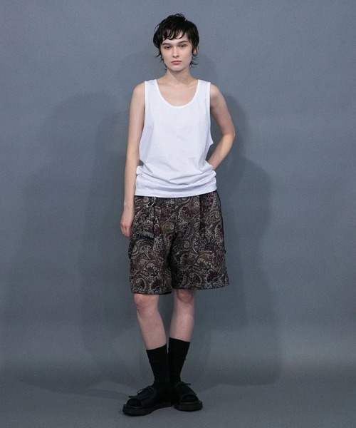 my beautiful landlet(マイビューティフルランドレット)の「【my beautiful landlet】 PAISLEY GOBELIN WEAVING WIDE SHORT PANTS(その他パンツ・メンズ・ネイビー/ベージュ/グリーン・1/0)」の4枚目の写真