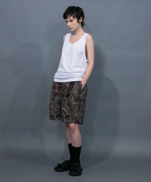 my beautiful landlet(マイビューティフルランドレット)の「【my beautiful landlet】 PAISLEY GOBELIN WEAVING WIDE SHORT PANTS(その他パンツ・メンズ・ネイビー/ベージュ/グリーン・1/0)」の5枚目の写真