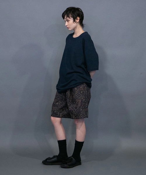 my beautiful landlet(マイビューティフルランドレット)の「【my beautiful landlet】 PAISLEY GOBELIN WEAVING WIDE SHORT PANTS(その他パンツ・メンズ・ネイビー/ベージュ/グリーン・1/0)」の8枚目の写真