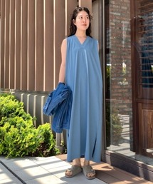 Vネック」に該当するワンピース（ブルー・ネイビー/青色系