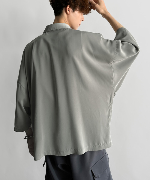 Classical Origin（クラシカルオリジン）の「「雰囲気アガる。」衿刺繍ドレープドルマンシャツ／Embroidered Collar Draped Dolman Shirt（シャツ/ブラウス・メンズ・チャコールグレー/ライトグレー/カーキ・MEDIUM/SMALL/LARGE）」の17枚目の写真