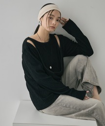 DFFUR. | レイヤードライクディープUカットトップス(Tシャツ/カットソー)