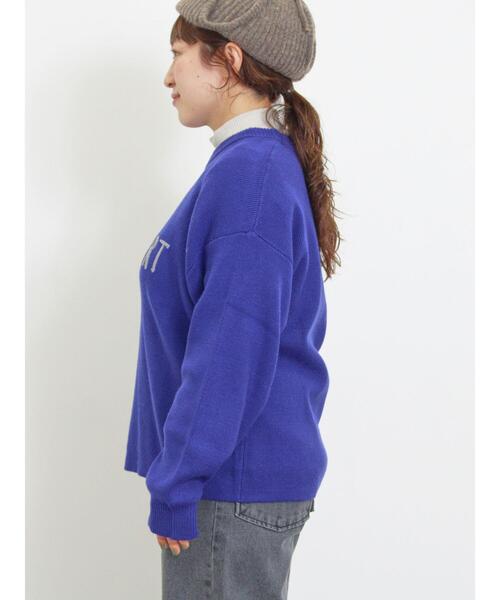 Samansa Mos2(サマンサ モスモス)の「◎レタリング配色ニット(ニット/セーター・レディース・チャコールグレー/ブルー/キナリ/グレー・F)」の7枚目の写真