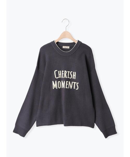 Samansa Mos2(サマンサ モスモス)の「◎レタリング配色ニット(ニット/セーター・レディース・チャコールグレー/ブルー/キナリ/グレー・F)」の16枚目の写真