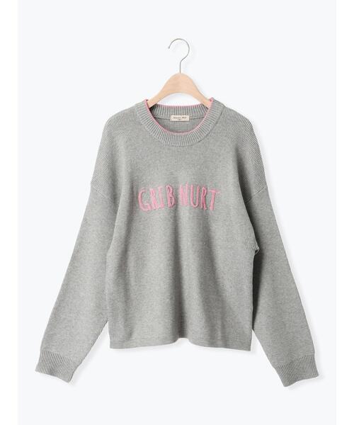 Samansa Mos2(サマンサ モスモス)の「◎レタリング配色ニット(ニット/セーター・レディース・チャコールグレー/ブルー/キナリ/グレー・F)」の17枚目の写真