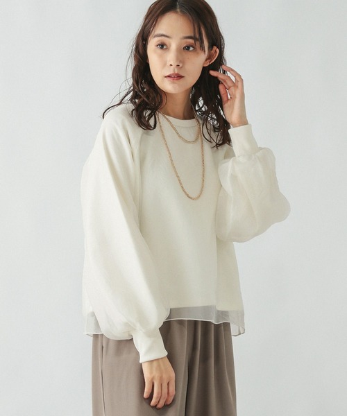 セール】裏毛シフォンドッキングプルオーバー/147632(Tシャツ セール】裏毛シフォンドッキングプルオーバー/147632(Tシャツ