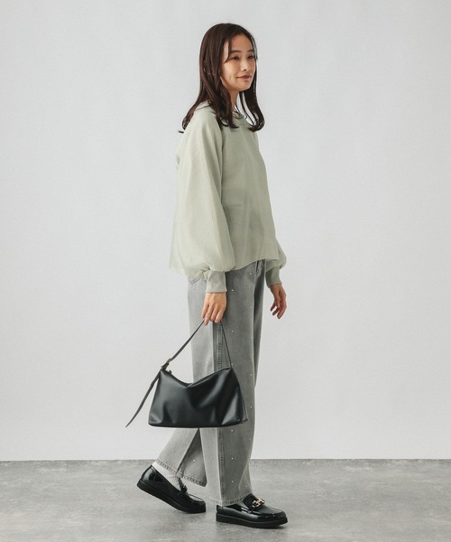 GLOBAL WORK(グローバルワーク)の「裏毛シフォンドッキングプルオーバー/147632(Tシャツ/カットソー・レディース・グレイッシュベージュ/ミント/アイボリー/ブラック・MEDIUM/LARGE)」の21枚目の写真