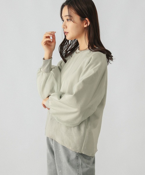 GLOBAL WORK(グローバルワーク)の「裏毛シフォンドッキングプルオーバー/147632(Tシャツ/カットソー・レディース・グレイッシュベージュ/ミント/アイボリー/ブラック・MEDIUM/LARGE)」の19枚目の写真