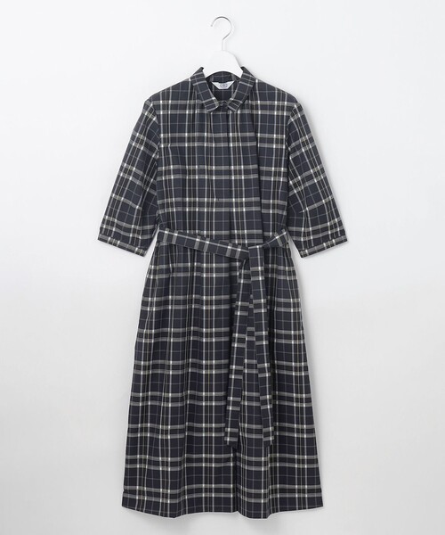 J.PRESS(ジェイプレス)の「【洗える】コンパクトチェック シャツカラー ワンピース(シャツワンピース・レディース・ネイビー系3/ベージュ系3・T13/T15)」の10枚目の写真