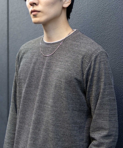 NAVY(ネイビー)の「NAVY メランジ調 レイヤードTシャツ(Tシャツ/カットソー・メンズ・ベージュ系/ブラック系/ネイビー系・M/S/XL/L)」の5枚目の写真