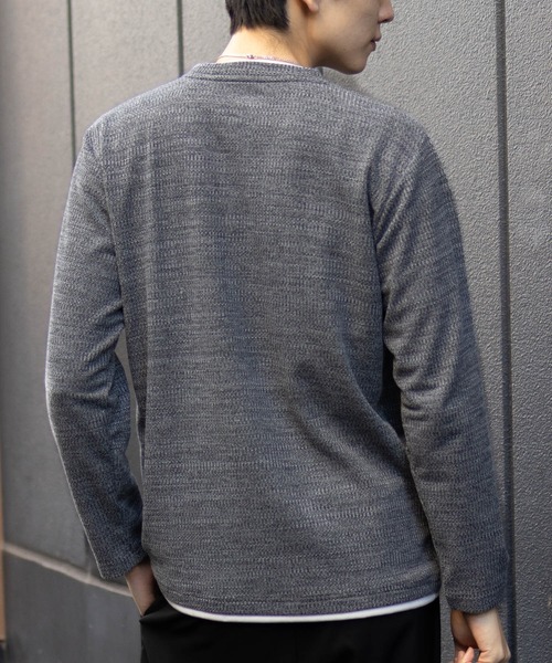 NAVY(ネイビー)の「NAVY メランジ調 レイヤードTシャツ(Tシャツ/カットソー・メンズ・ベージュ系/ブラック系/ネイビー系・M/S/XL/L)」の8枚目の写真