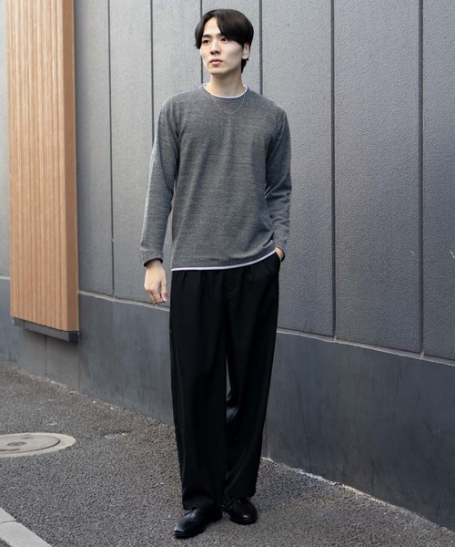 NAVY(ネイビー)の「NAVY メランジ調 レイヤードTシャツ(Tシャツ/カットソー・メンズ・ベージュ系/ブラック系/ネイビー系・M/S/XL/L)」の11枚目の写真