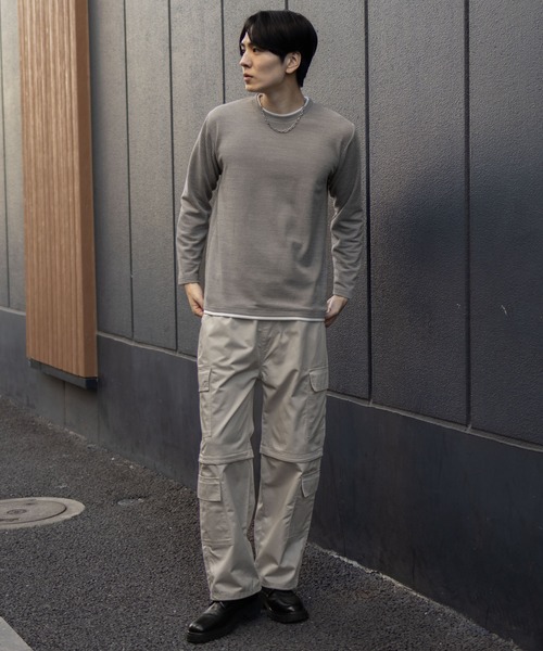 NAVY(ネイビー)の「NAVY メランジ調 レイヤードTシャツ(Tシャツ/カットソー・メンズ・ベージュ系/ブラック系/ネイビー系・M/S/XL/L)」の13枚目の写真
