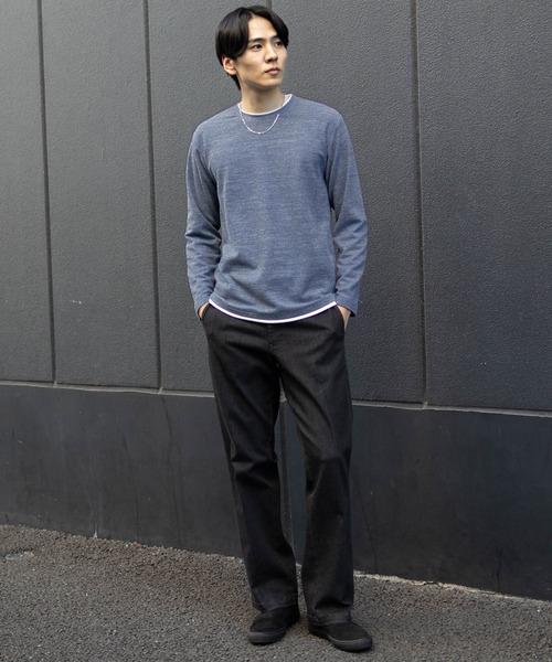 NAVY(ネイビー)の「NAVY メランジ調 レイヤードTシャツ(Tシャツ/カットソー・メンズ・ベージュ系/ブラック系/ネイビー系・M/S/XL/L)」の18枚目の写真