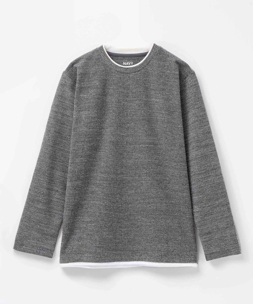 NAVY(ネイビー)の「NAVY メランジ調 レイヤードTシャツ(Tシャツ/カットソー・メンズ・ベージュ系/ブラック系/ネイビー系・M/S/XL/L)」の22枚目の写真