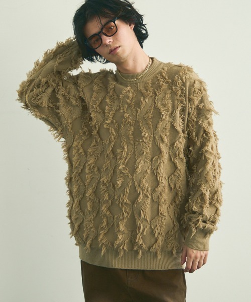 Вязаный свитер оверсайз с бахромой — fringe design oversized knit sweater