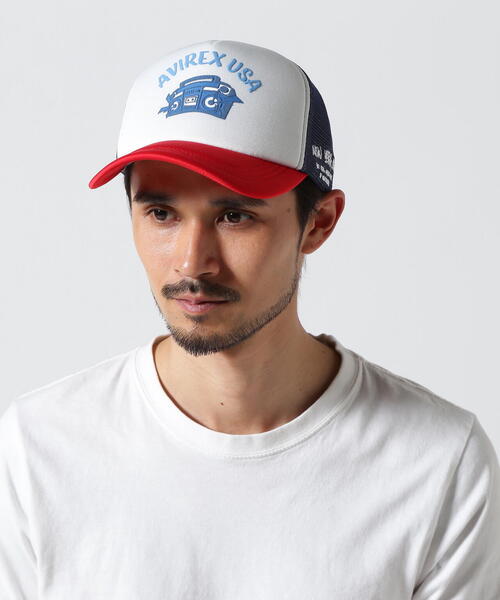 AVIREX(アヴィレックス)の「VARSITY RADIO MOTIF MESHCAP / バーシティ ラジオモチーフ メッシュキャップ / AVIREX / アヴィレックス(キャップ・メンズ・チャコールグレー/レッド・F)」の3枚目の写真