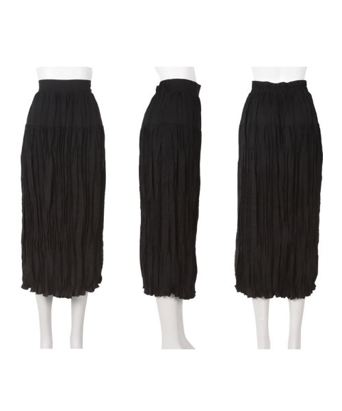 Petitle（プチレ）の「[ 低身長向けサイズ ] ワッシャープリーツロングスカート（スカート・レディース・ブラック/ホワイト/チャコール・PM）」の4枚目の写真