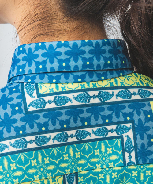 NARACAMICIE（ナラカミーチェ）の「【NARACAMICIE】パッチワークプリントボウタイカットブラウス（Tシャツ/カットソー・レディース・ピンク/イエロー・M/L/XL/XXL/S）」の15枚目の写真