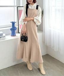 CLEAR BASIC | 【低身長サイズ有】配色肩リボンフレアワンピース[大人フェミニン 骨格ナチュラル]≪SS新作≫(ワンピース)