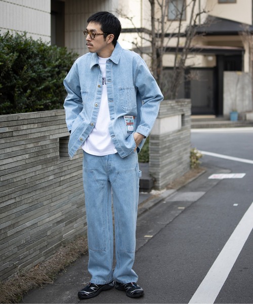 UNIVERSAL OVERALL（ユニバーサルオーバーオール）の「DENIM PAINTER PANTS（デニムパンツ・メンズ・ブラック/ブルー・M/L）」の15枚目の写真