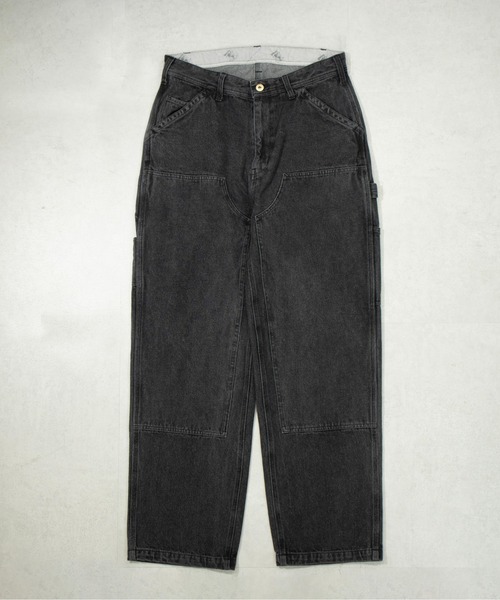 UNIVERSAL OVERALL（ユニバーサルオーバーオール）の「DENIM PAINTER PANTS（デニムパンツ・メンズ・ブラック/ブルー・M/L）」の6枚目の写真