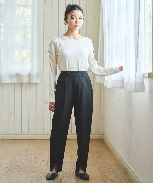 mil(ミル)の「ウエストタブ センタースリットパンツ(その他パンツ・レディース・アイボリー/ラベンダー/ブラック・S-Short/M-Short/S-Regular)」の9枚目の写真