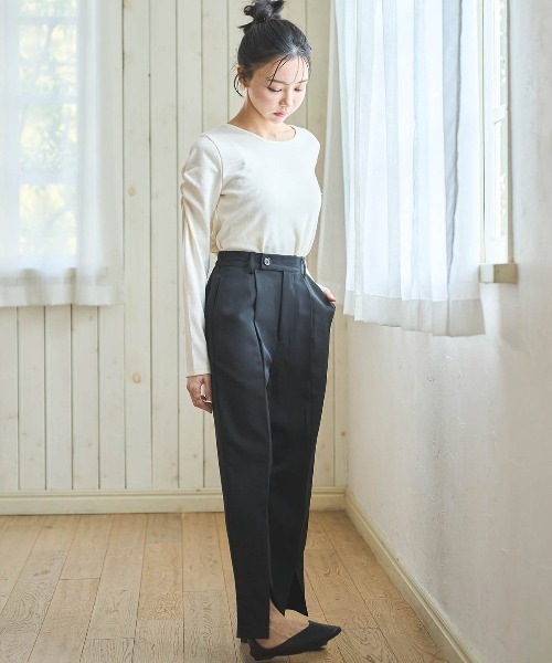 mil(ミル)の「ウエストタブ センタースリットパンツ(その他パンツ・レディース・アイボリー/ラベンダー/ブラック・S-Short/M-Short/S-Regular)」の13枚目の写真