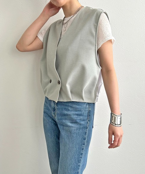 LHELBIE(レルビエ)の「バルーンダブルベスト(ベスト・レディース・アイボリー/ブラック/グレー・M)」の18枚目の写真