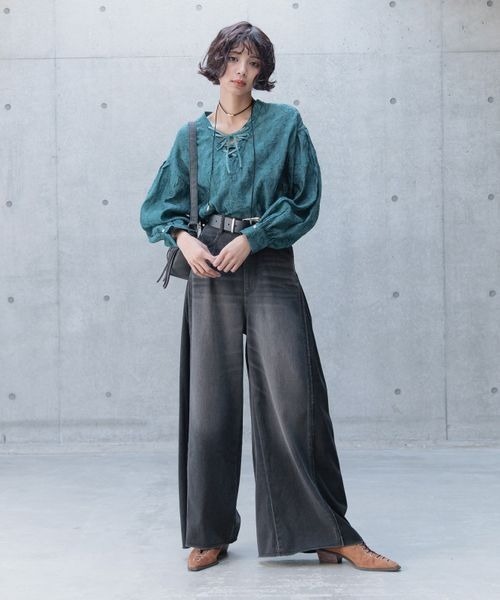 【裾から15cmまでセルフカット可能】ワイドフリーカットデニム　PAGEBOY PAGEBOY｜ワイドフリーカットデニム【裾から15cmまでセルフ