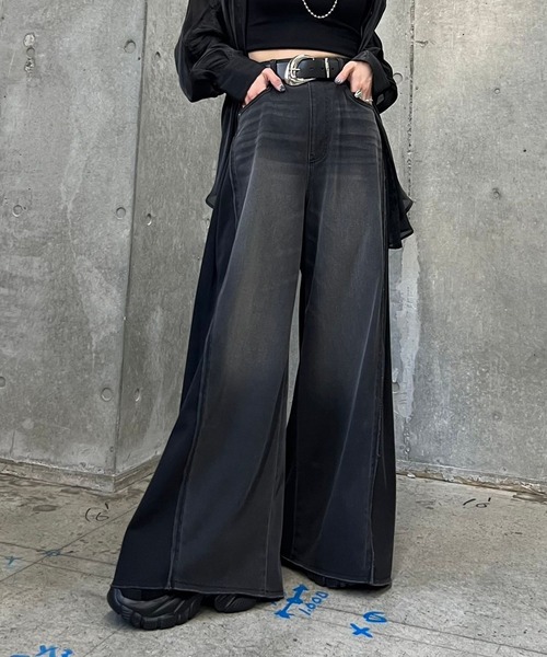 【裾から15cmまでセルフカット可能】ワイドフリーカットデニム　PAGEBOY PAGEBOY｜ワイドフリーカットデニム【裾から15cmまでセルフ