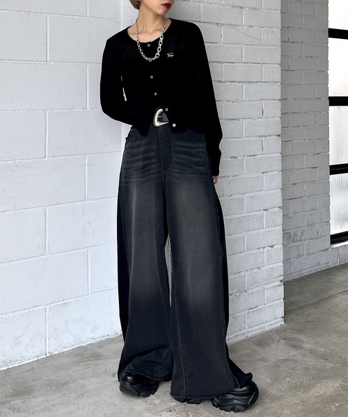 【裾から15cmまでセルフカット可能】ワイドフリーカットデニム　PAGEBOY セール】【裾から15cmまでセルフカット可能】ワイドフリーカット