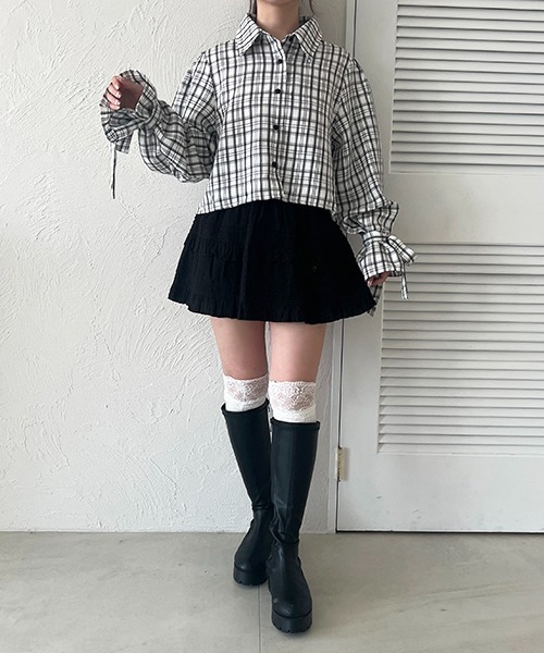 apres jour(アプレジュール)の「袖リボンアソートチェックシャツ(シャツ/ブラウス・レディース・ピンク系その他/ホワイト系その他2/ベージュ系その他/ブルー系その他・X-LARGE/フリー)」の9枚目の写真