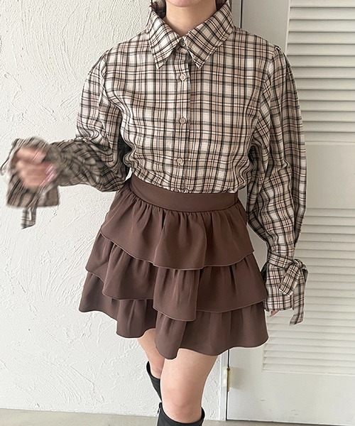 apres jour(アプレジュール)の「袖リボンアソートチェックシャツ(シャツ/ブラウス・レディース・ピンク系その他/ホワイト系その他2/ベージュ系その他/ブルー系その他・X-LARGE/フリー)」の10枚目の写真