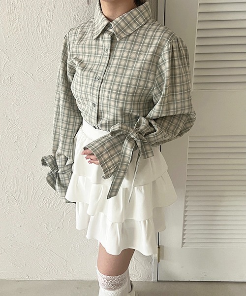 apres jour(アプレジュール)の「袖リボンアソートチェックシャツ(シャツ/ブラウス・レディース・ピンク系その他/ホワイト系その他2/ベージュ系その他/ブルー系その他・X-LARGE/フリー)」の19枚目の写真