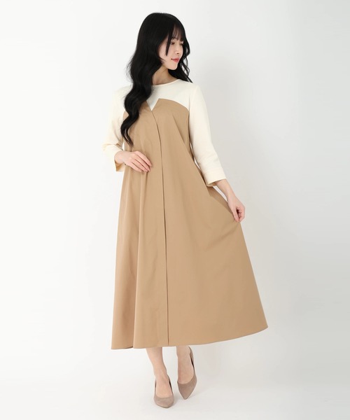 STRAWBERRY-FIELDS（ストロベリーフィールズ）の「カットソービスチェドッキングドレス　ワンピース（ワンピース・レディース・キャメル/ブラック系その他・2）」の4枚目の写真